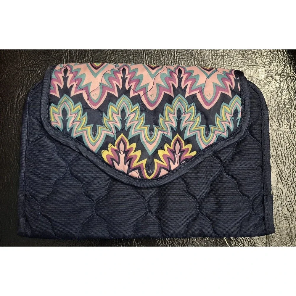 Cinda B Tablet Holder Navy Quilted Tablet Holder Protector 3 Fold Snap Close EUC